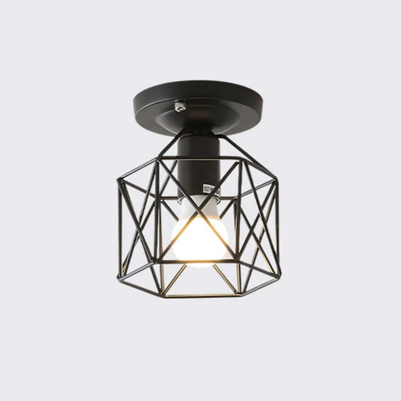 Industrial Black Semi Flush Ceiling Light for Living Room