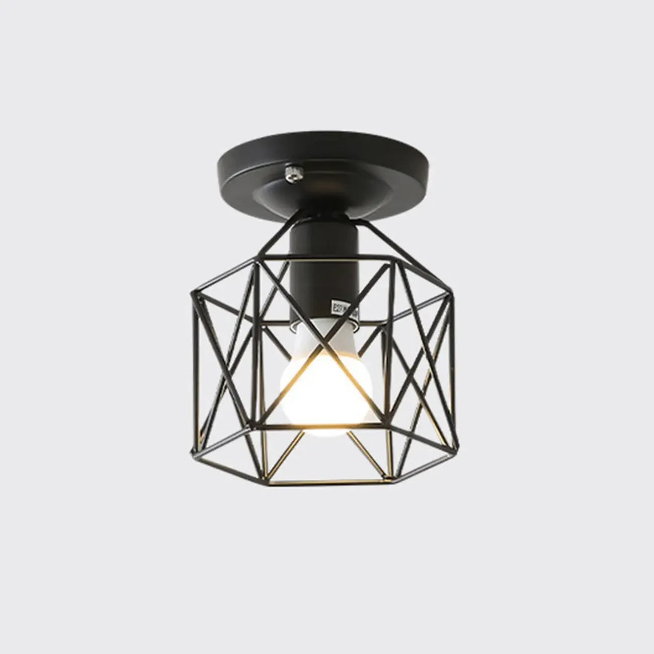 Industrial Black Semi Flush Ceiling Light for Living Room