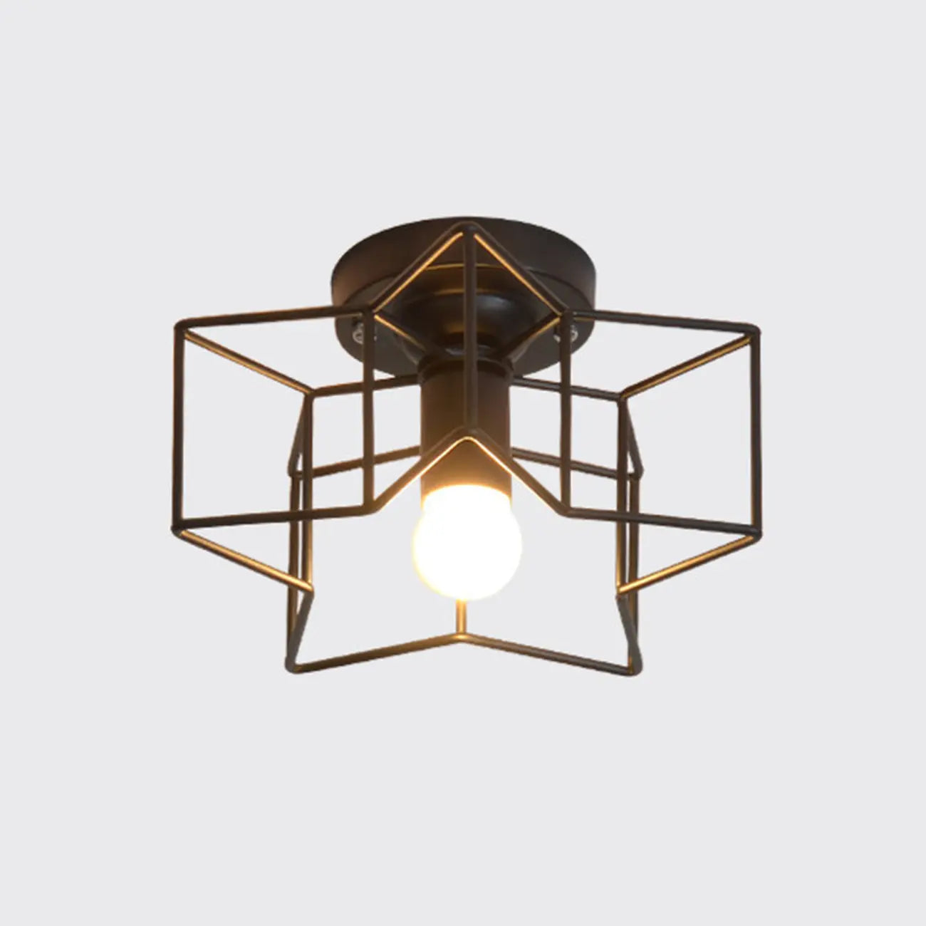 Industrial Black Semi Flush Ceiling Light for Living Room