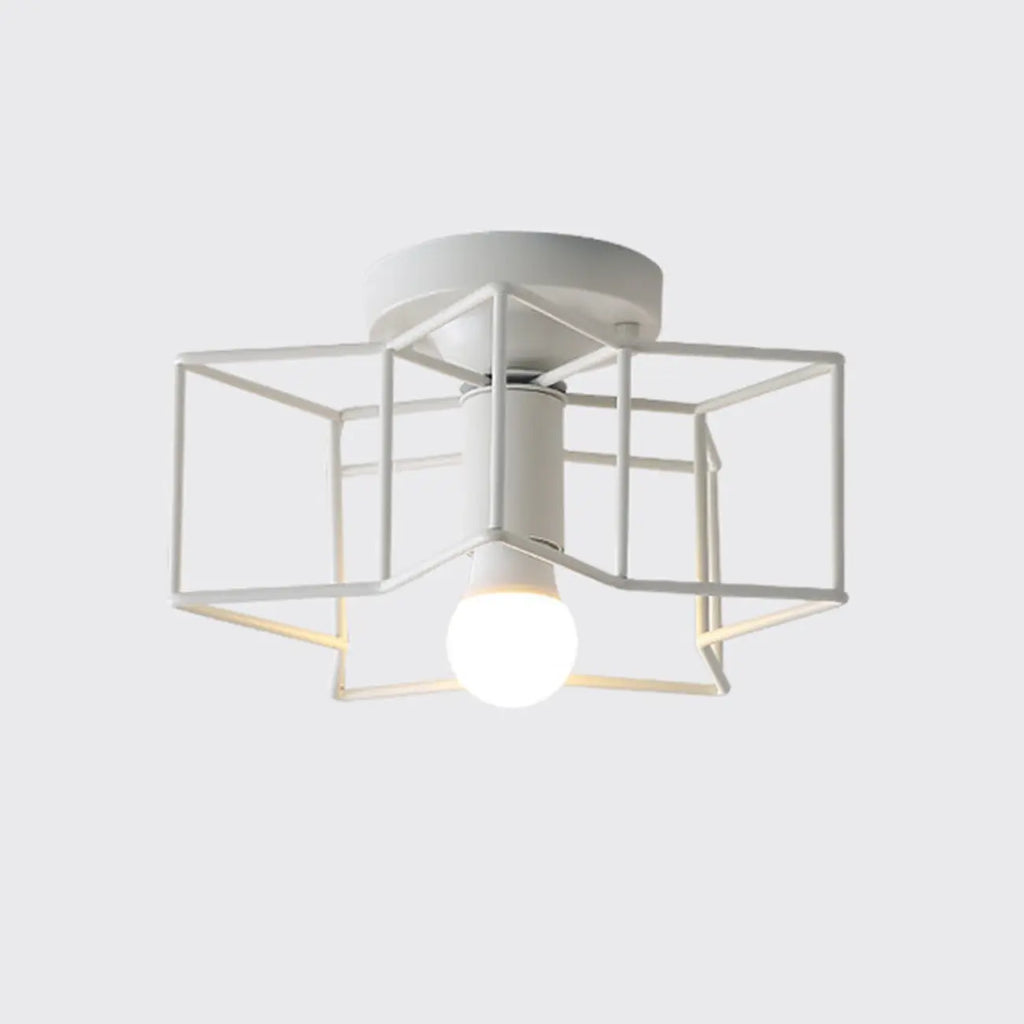 Industrial Black Semi Flush Ceiling Light for Living Room