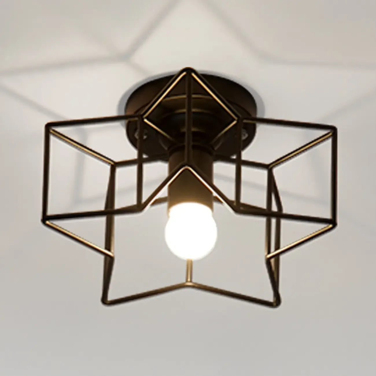 Industrial Black Semi Flush Ceiling Light for Living Room