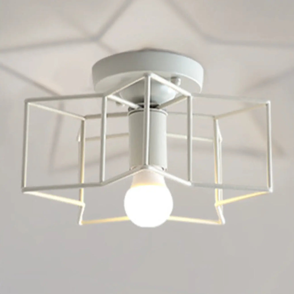Industrial Black Semi Flush Ceiling Light for Living Room