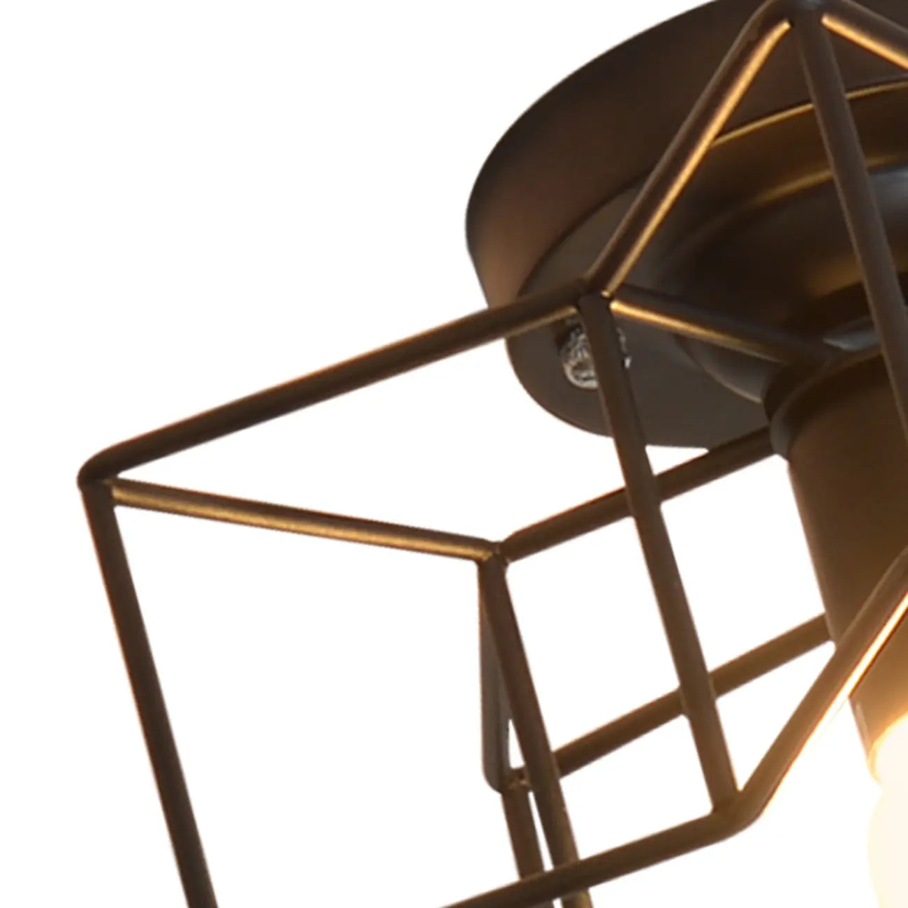 Industrial Black Semi Flush Ceiling Light for Living Room