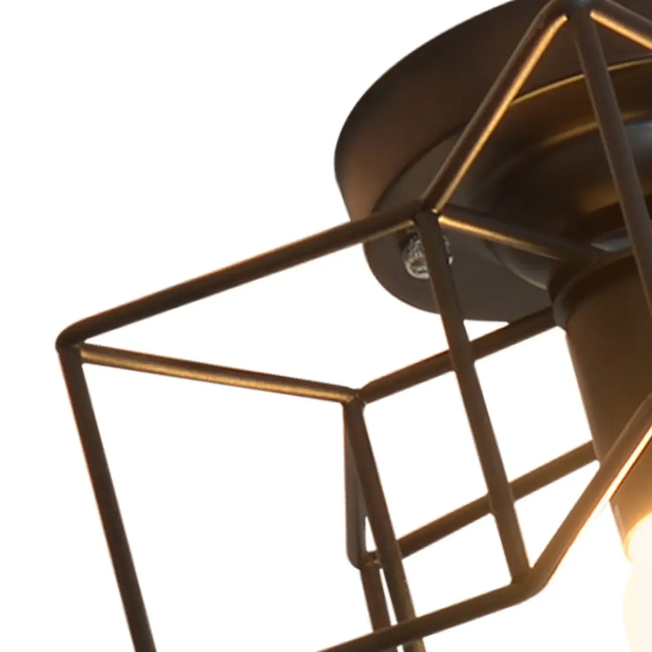 Industrial Black Semi Flush Ceiling Light for Living Room