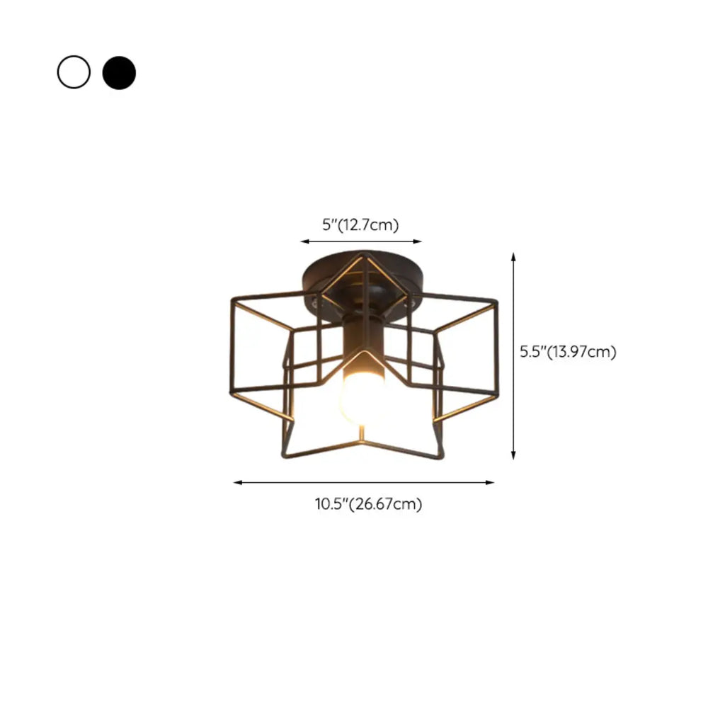 Industrial Black Semi Flush Ceiling Light for Living Room