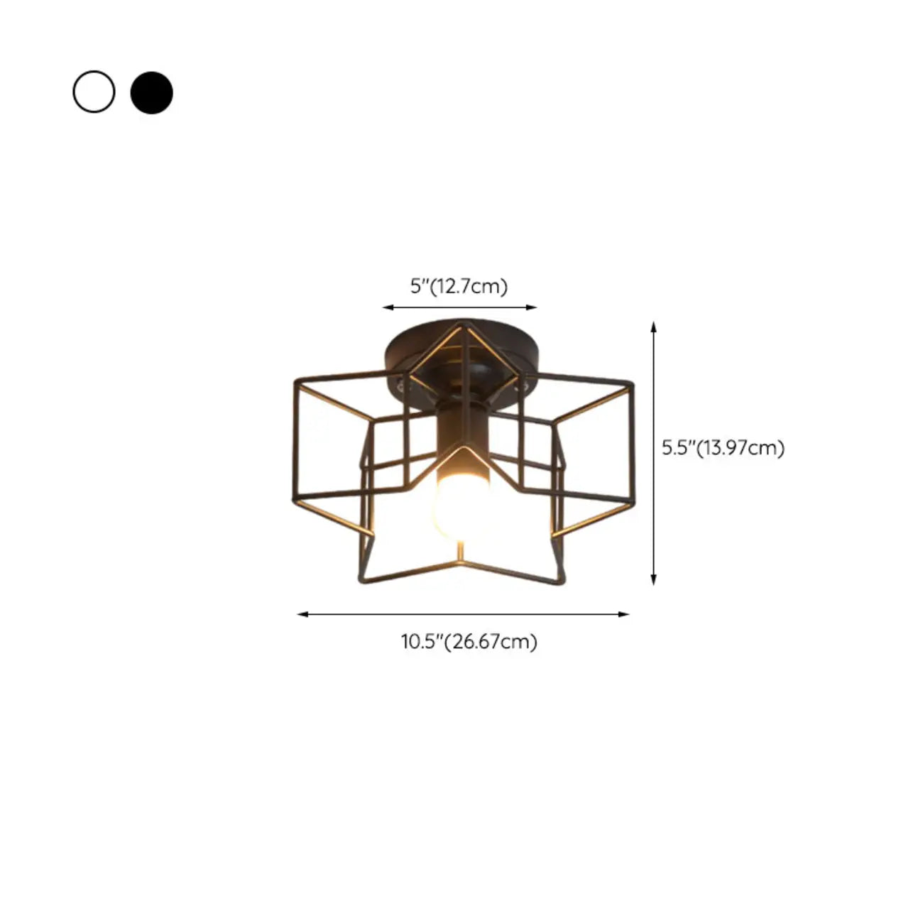 Industrial Black Semi Flush Ceiling Light for Living Room