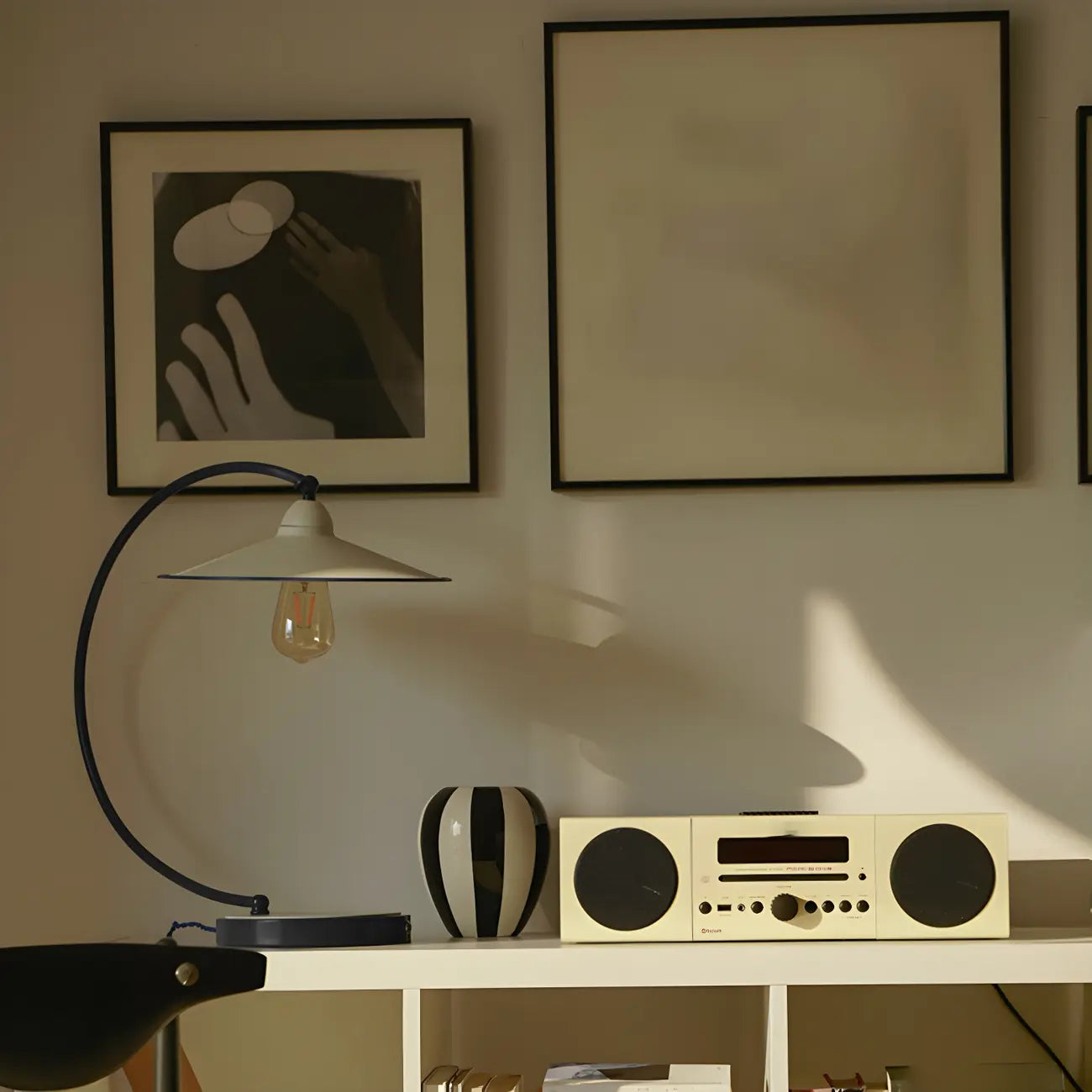 Contemporary Iron Arc Table Lamp in White for Living Room