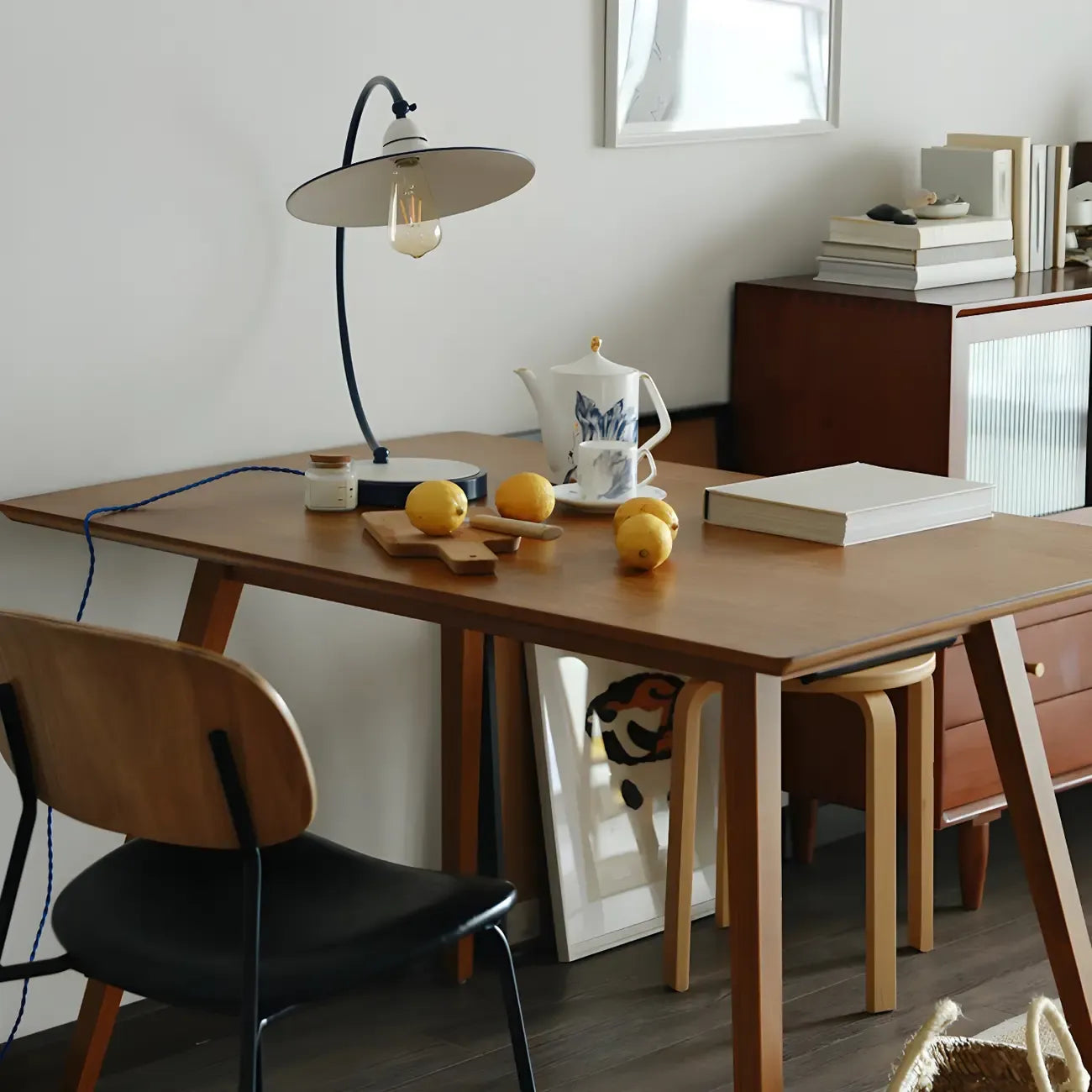 Contemporary Iron Arc Table Lamp in White for Living Room