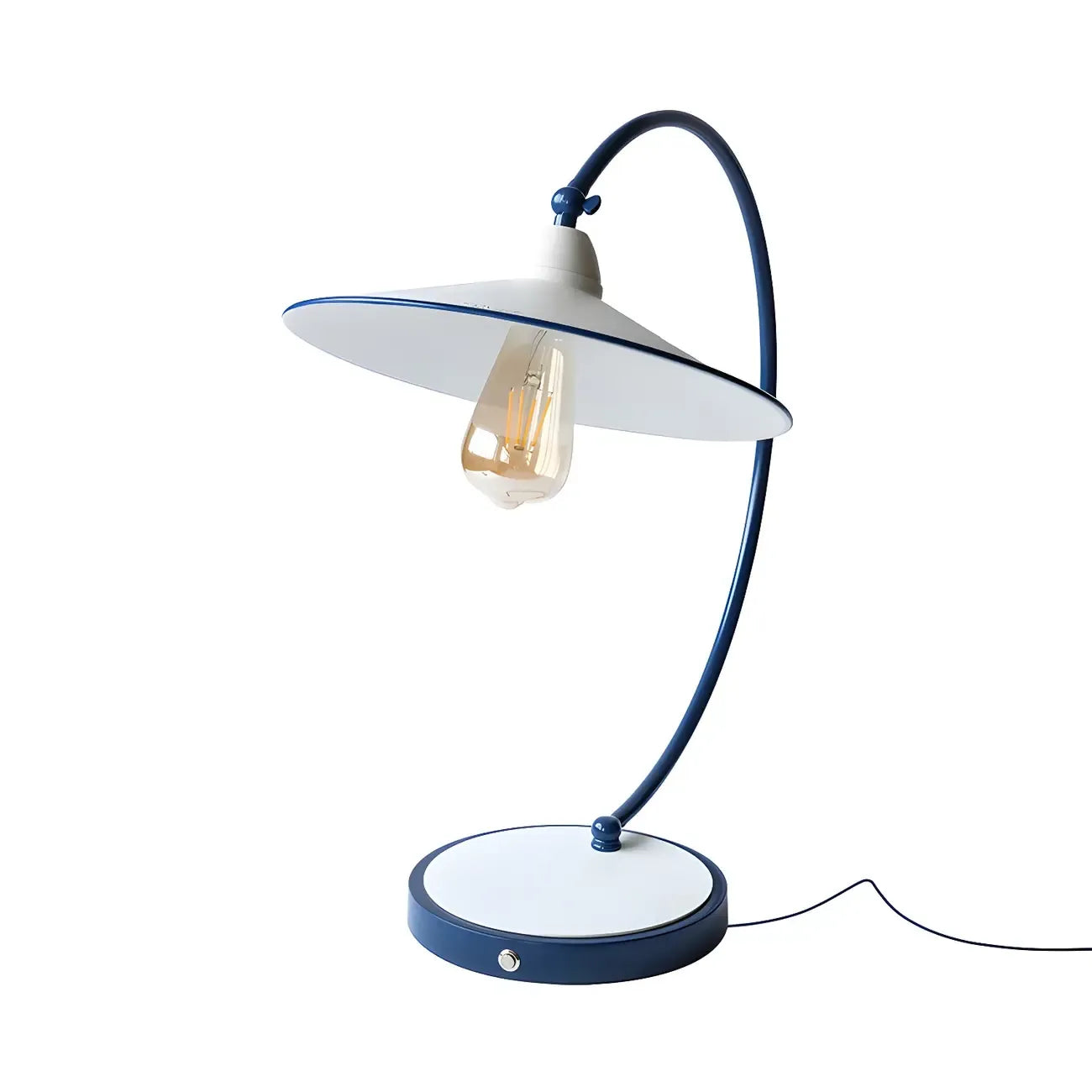 Contemporary Iron Arc Table Lamp in White for Living Room