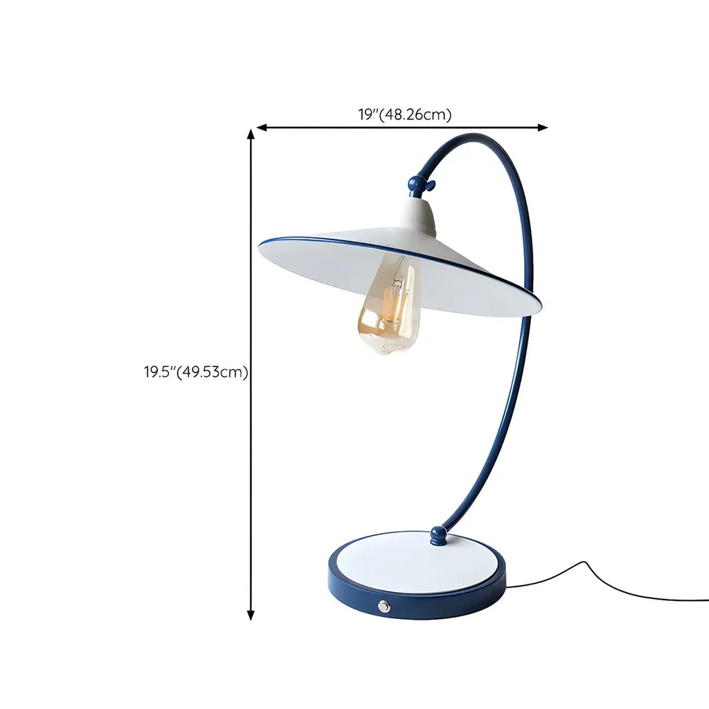 Contemporary Iron Arc Table Lamp in White for Living Room