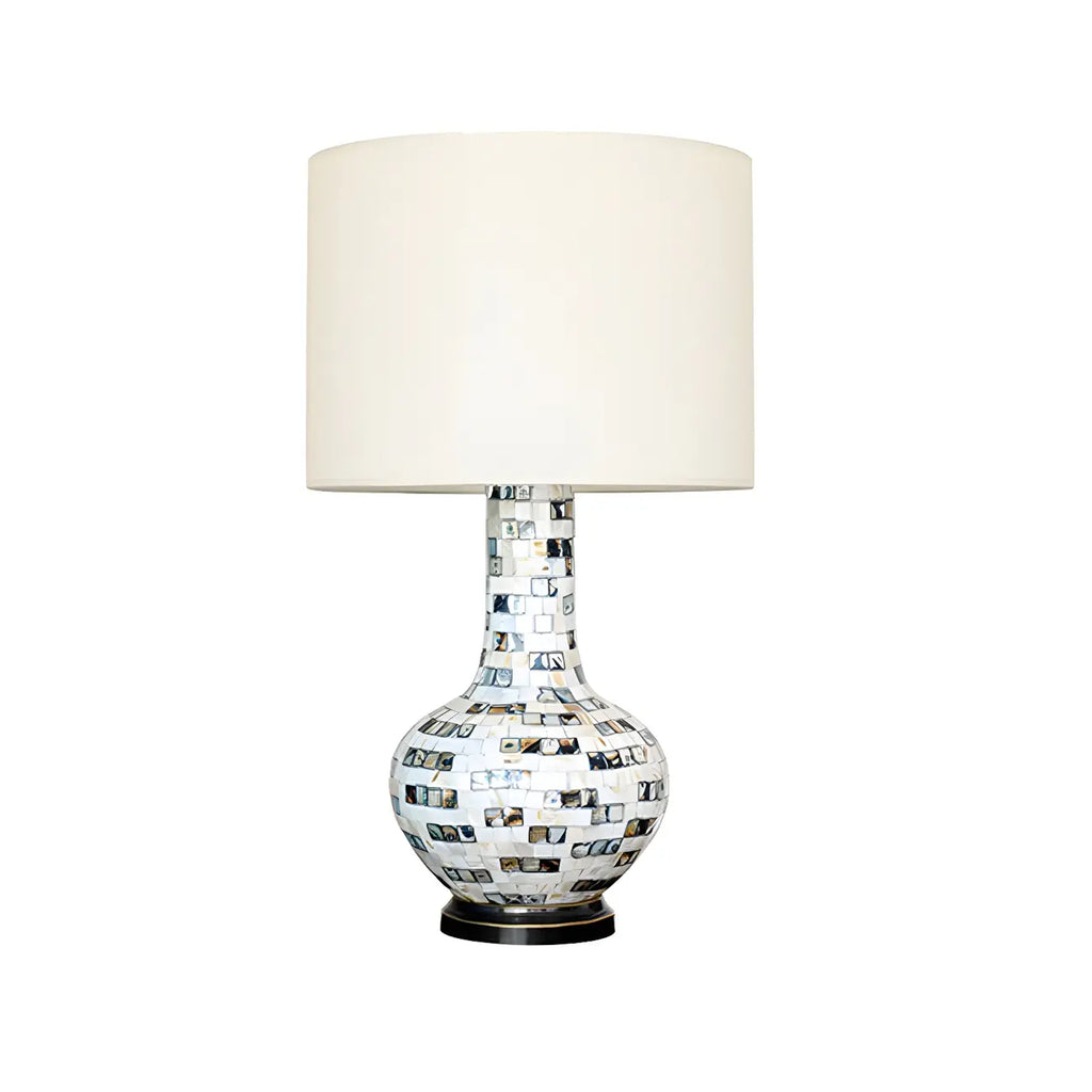 Scandinavian Shell Mosaic Table Lamp in White for Home