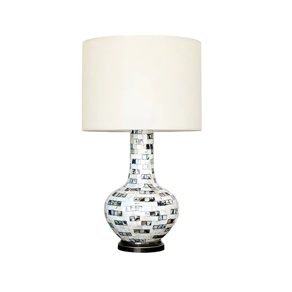Scandinavian Shell Mosaic Table Lamp in White for Home