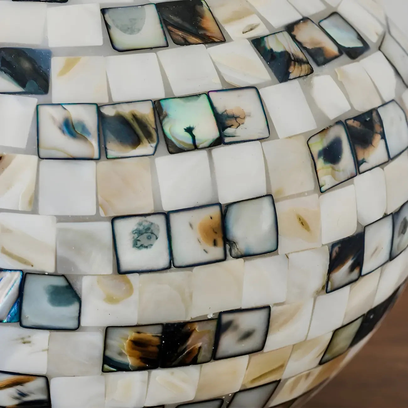 Scandinavian Shell Mosaic Table Lamp in White for Home