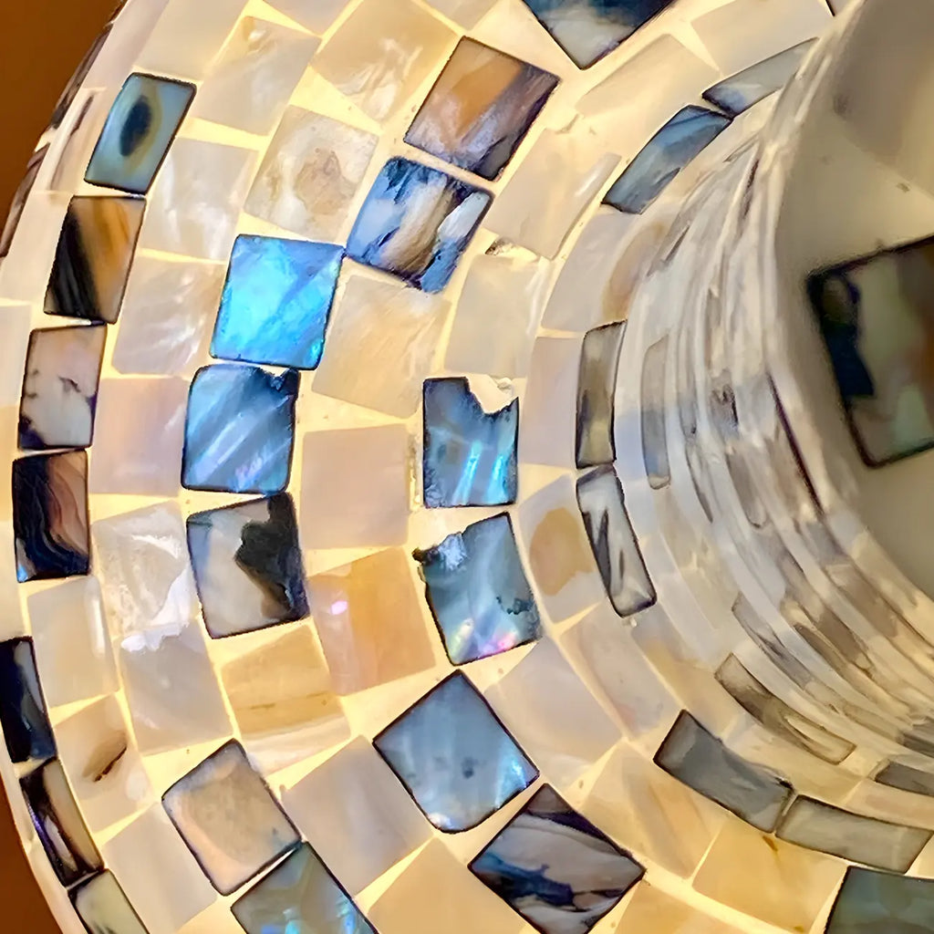 Scandinavian Shell Mosaic Table Lamp in White for Home