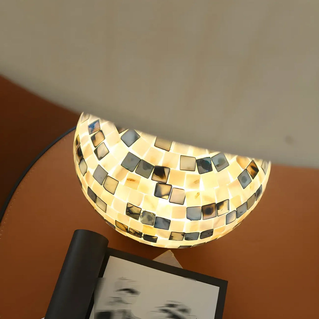 Scandinavian Shell Mosaic Table Lamp in White for Home