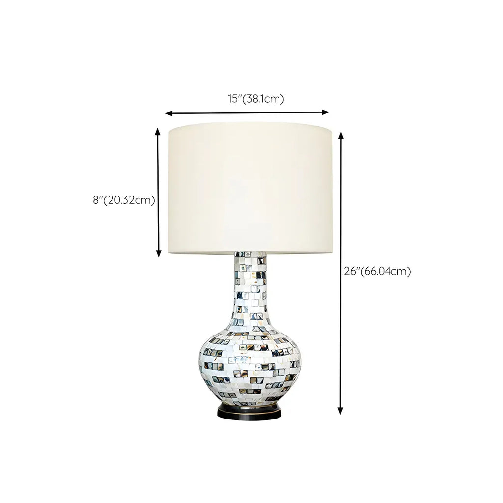 Scandinavian Shell Mosaic Table Lamp in White for Home