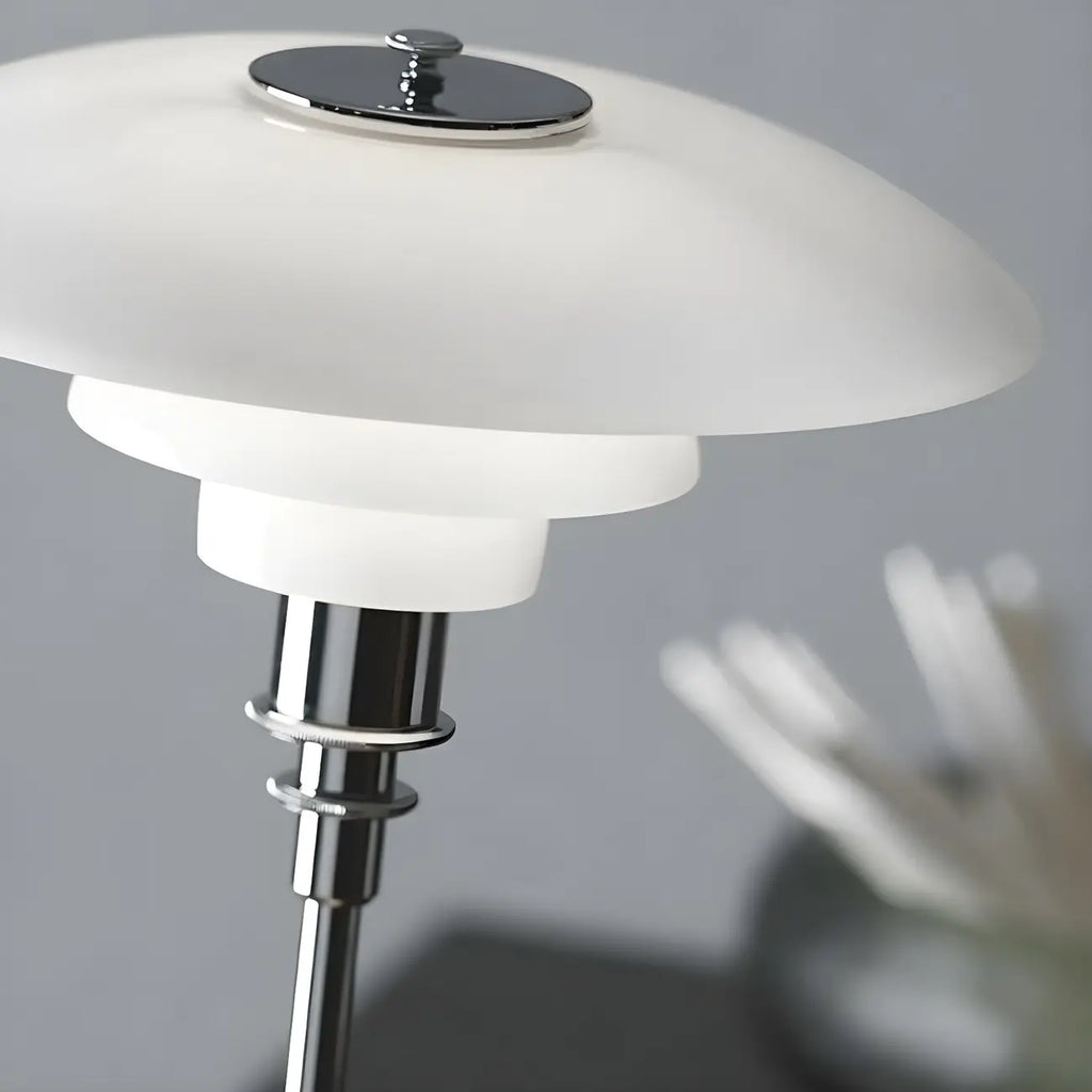 Modern White Glass Cone Table Lamp for Residential