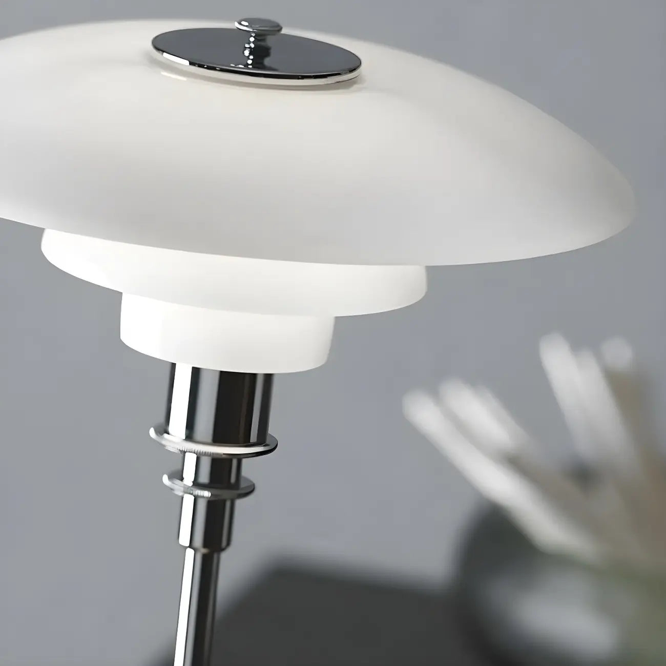 Modern White Glass Cone Table Lamp for Residential