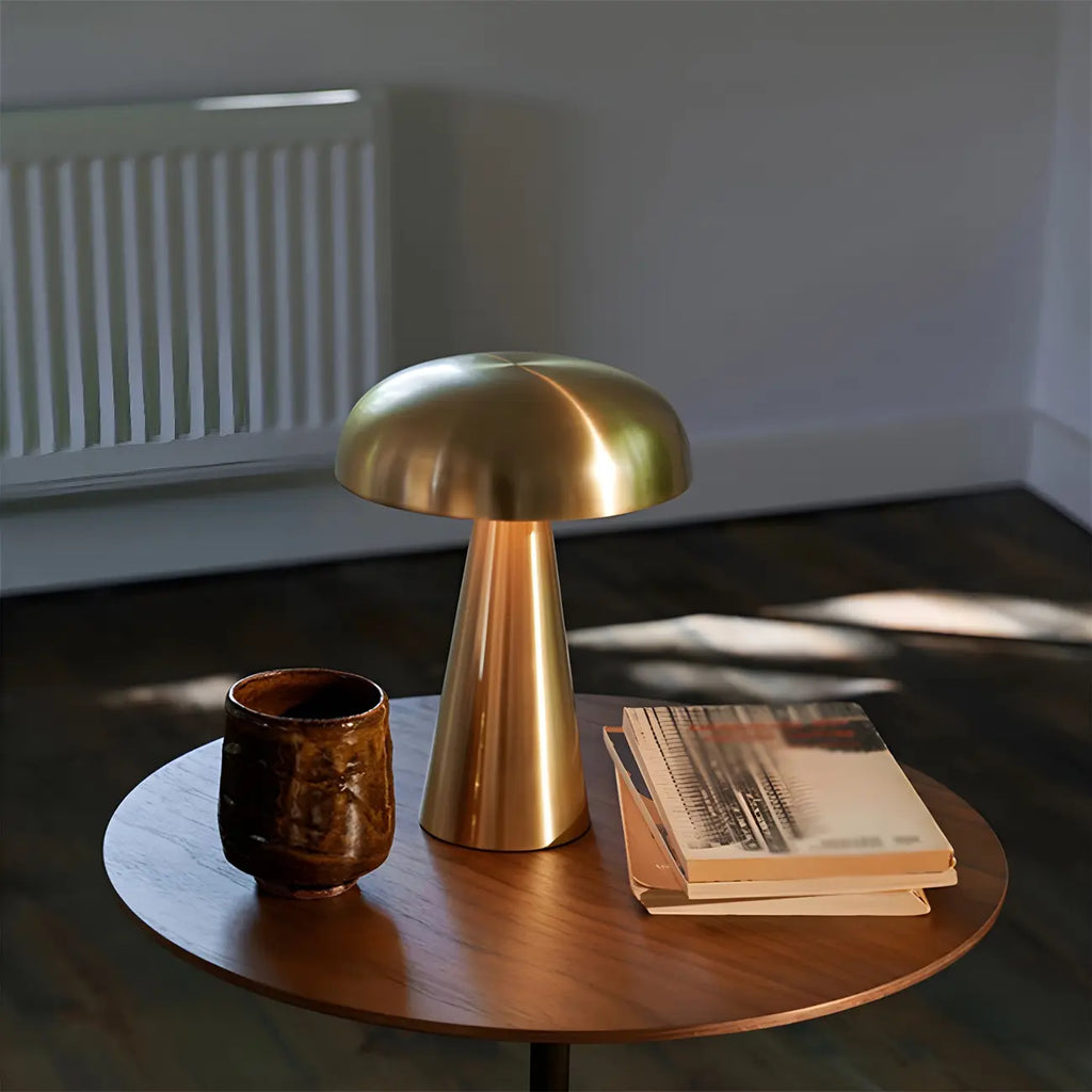 Contemporary Brass Table Lamp Rechargeable Power for Home