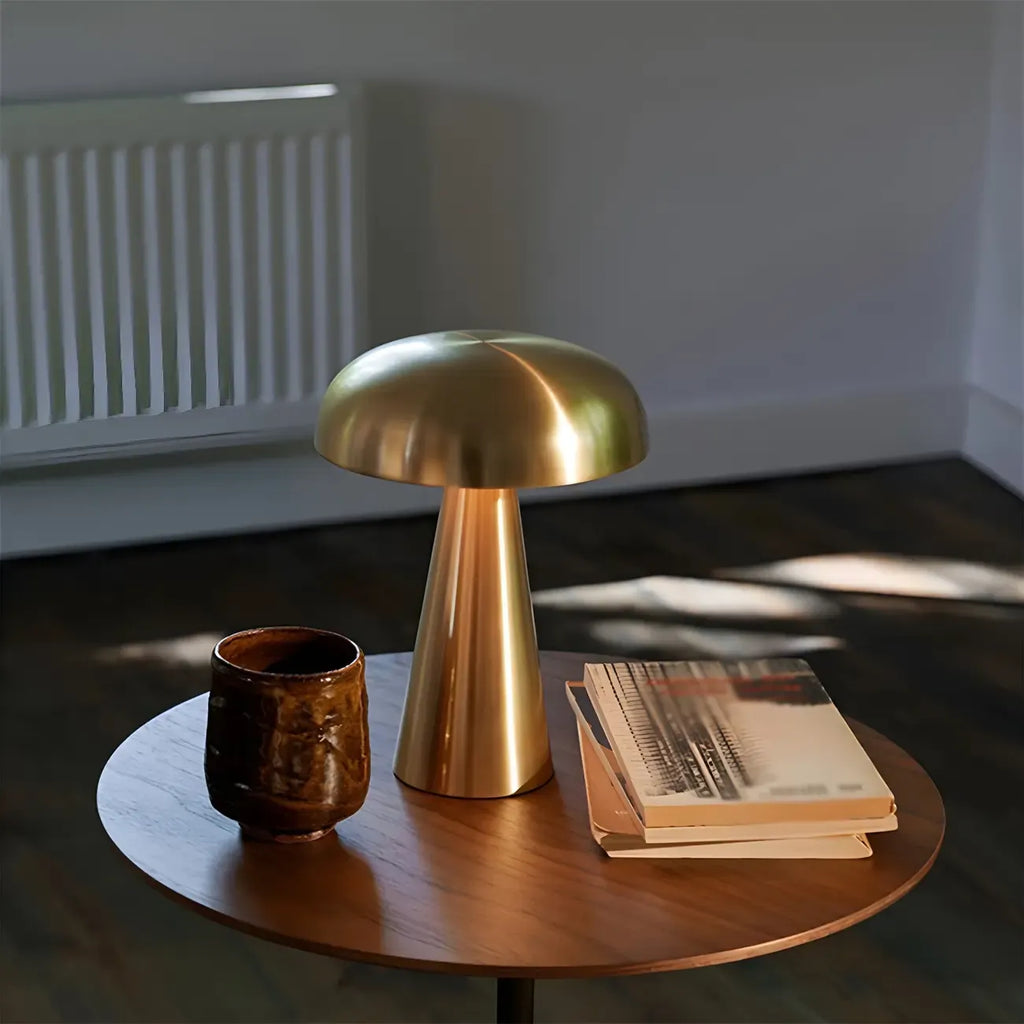 Contemporary Brass Table Lamp Rechargeable Power for Home