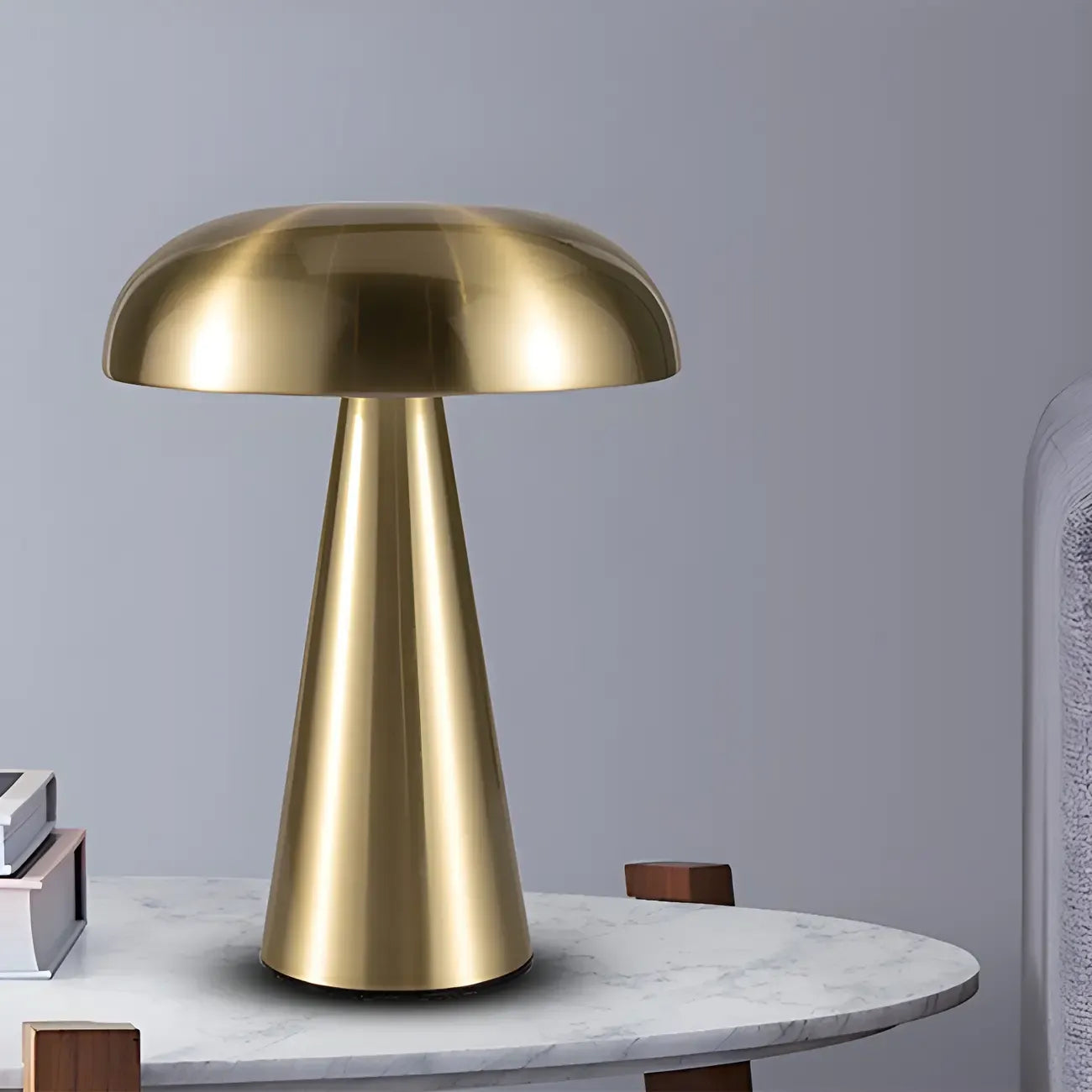Contemporary Brass Table Lamp Rechargeable Power for Home