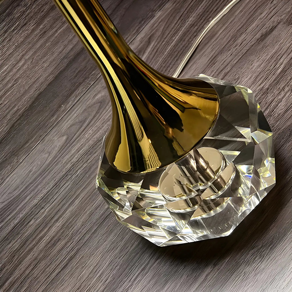 Elegant Pleated Shade Crystal Table Lamp for Living Room