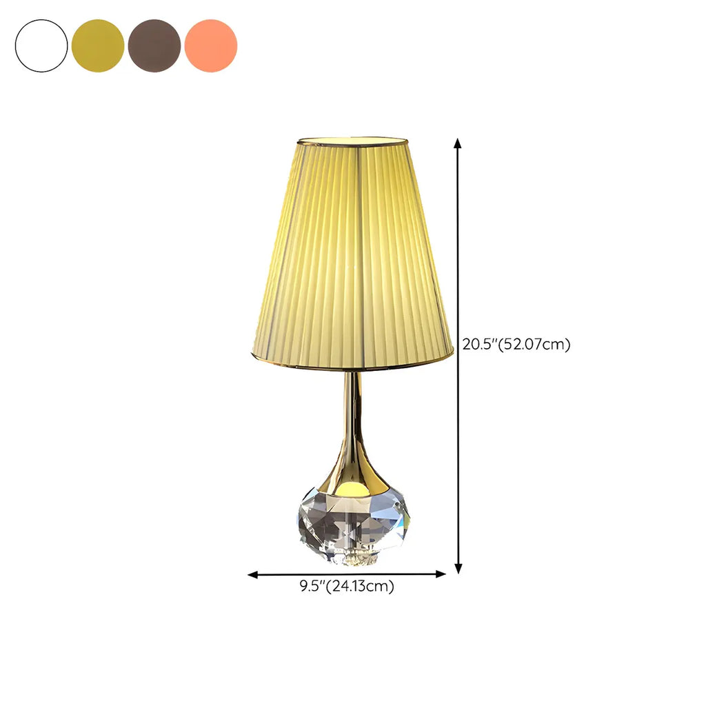 Elegant Pleated Shade Crystal Table Lamp for Living Room