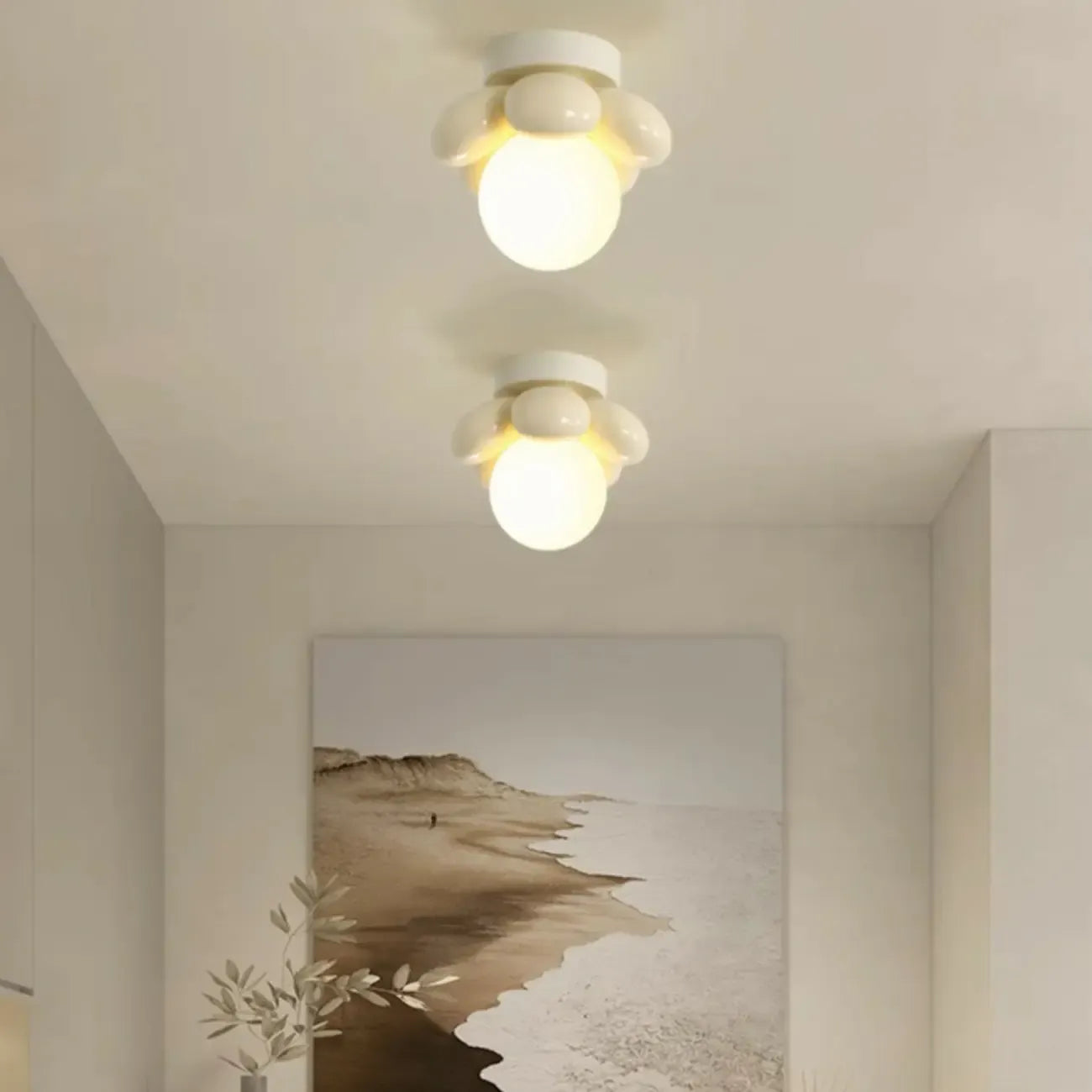 5 to 9 Inch Bi-pin Globe Semi Flush Ceiling Light for Home