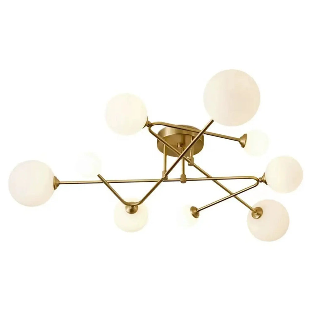 Modern Large Gold Glass Globe Semi Flush Ceiling Lights
