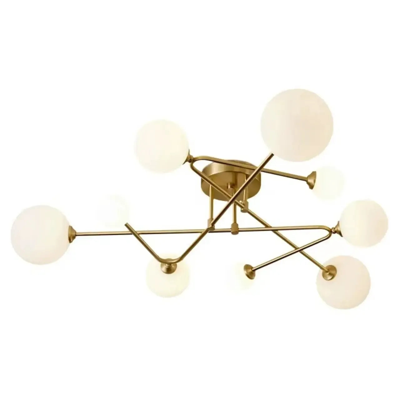 Modern Large Gold Glass Globe Semi Flush Ceiling Lights