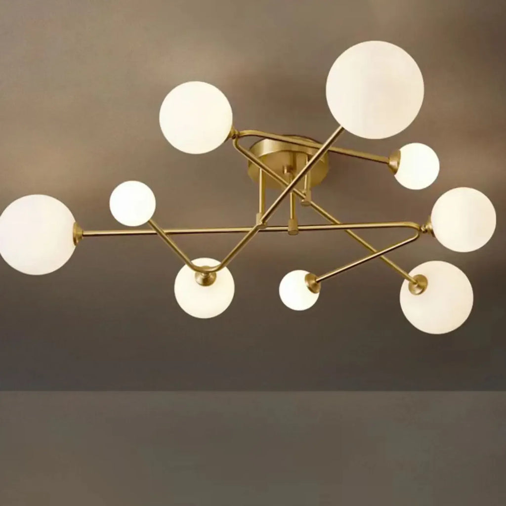 Modern Large Gold Glass Globe Semi Flush Ceiling Lights