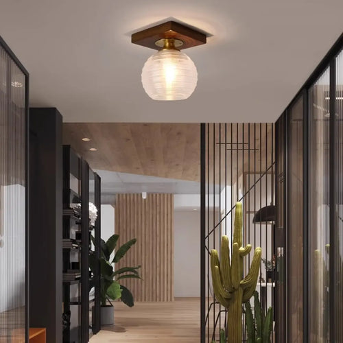 5 to 9 Inch Indoor Semi Flush Ceiling Light with Glass Shade