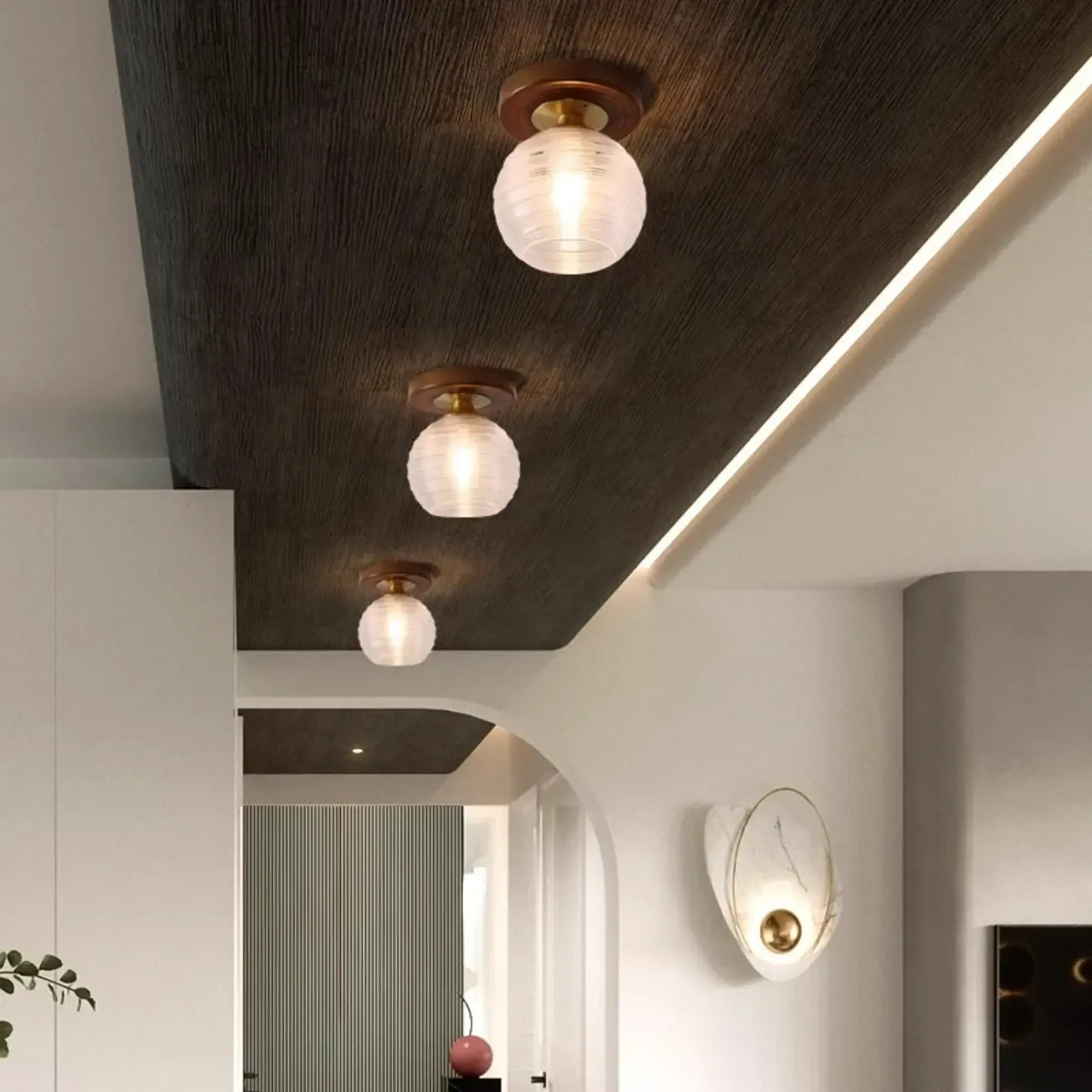 5 to 9 Inch Indoor Semi Flush Ceiling Light with Glass Shade