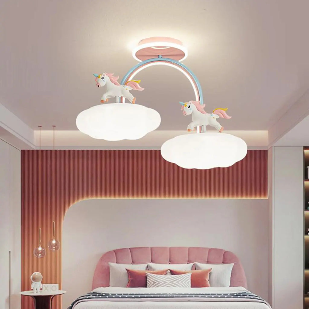 Kids Dimmable Semi-Flush Mount Ceiling Light for Bedroom