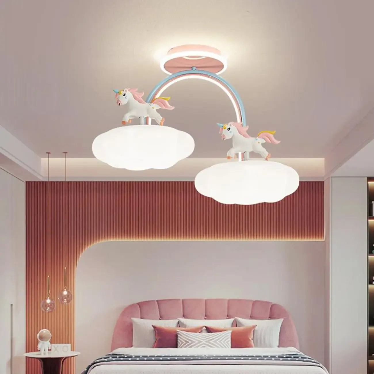 Kids Dimmable Semi-Flush Mount Ceiling Light for Bedroom