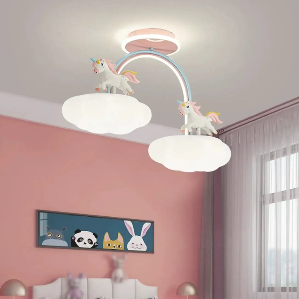Kids Dimmable Semi-Flush Mount Ceiling Light for Bedroom