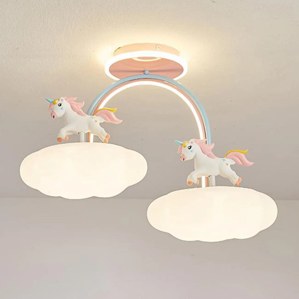 Kids Dimmable Semi-Flush Mount Ceiling Light for Bedroom