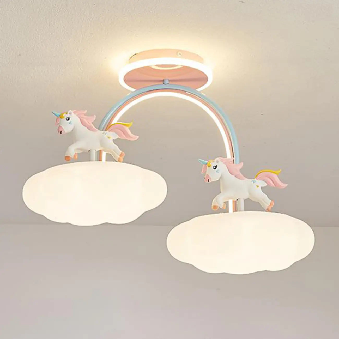 Kids Dimmable Semi-Flush Mount Ceiling Light for Bedroom