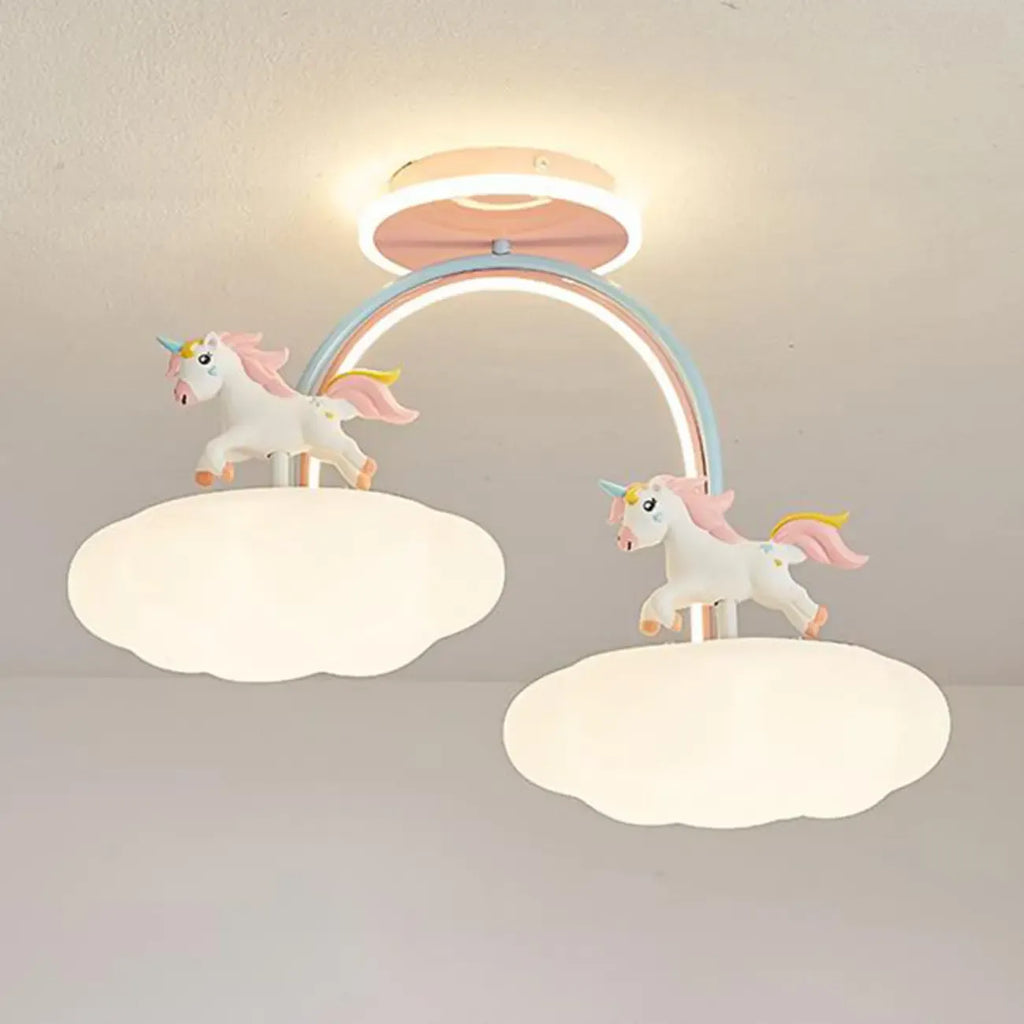 Kids Dimmable Semi-Flush Mount Ceiling Light for Bedroom