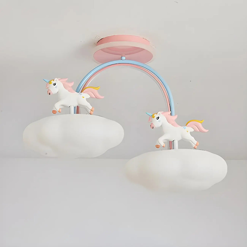 Kids Dimmable Semi-Flush Mount Ceiling Light for Bedroom