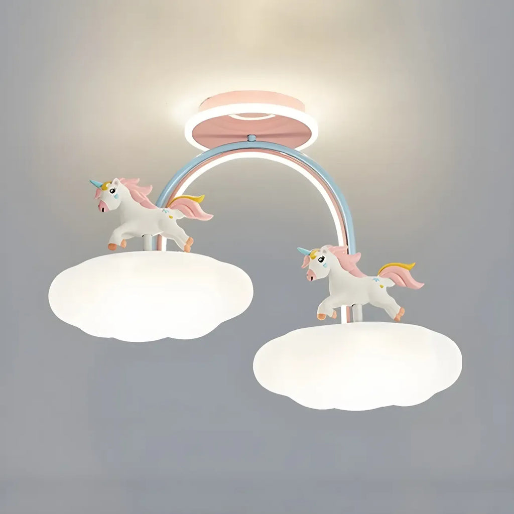 Kids Dimmable Semi-Flush Mount Ceiling Light for Bedroom