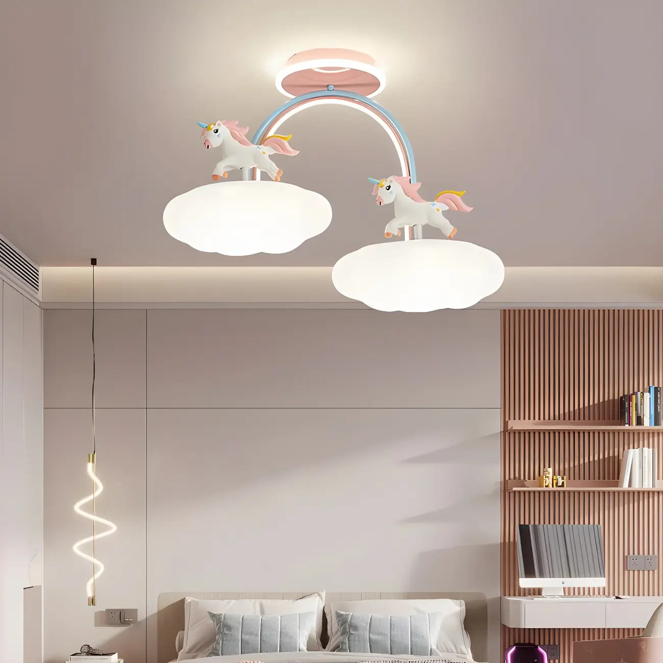 Kids Dimmable Semi-Flush Mount Ceiling Light for Bedroom