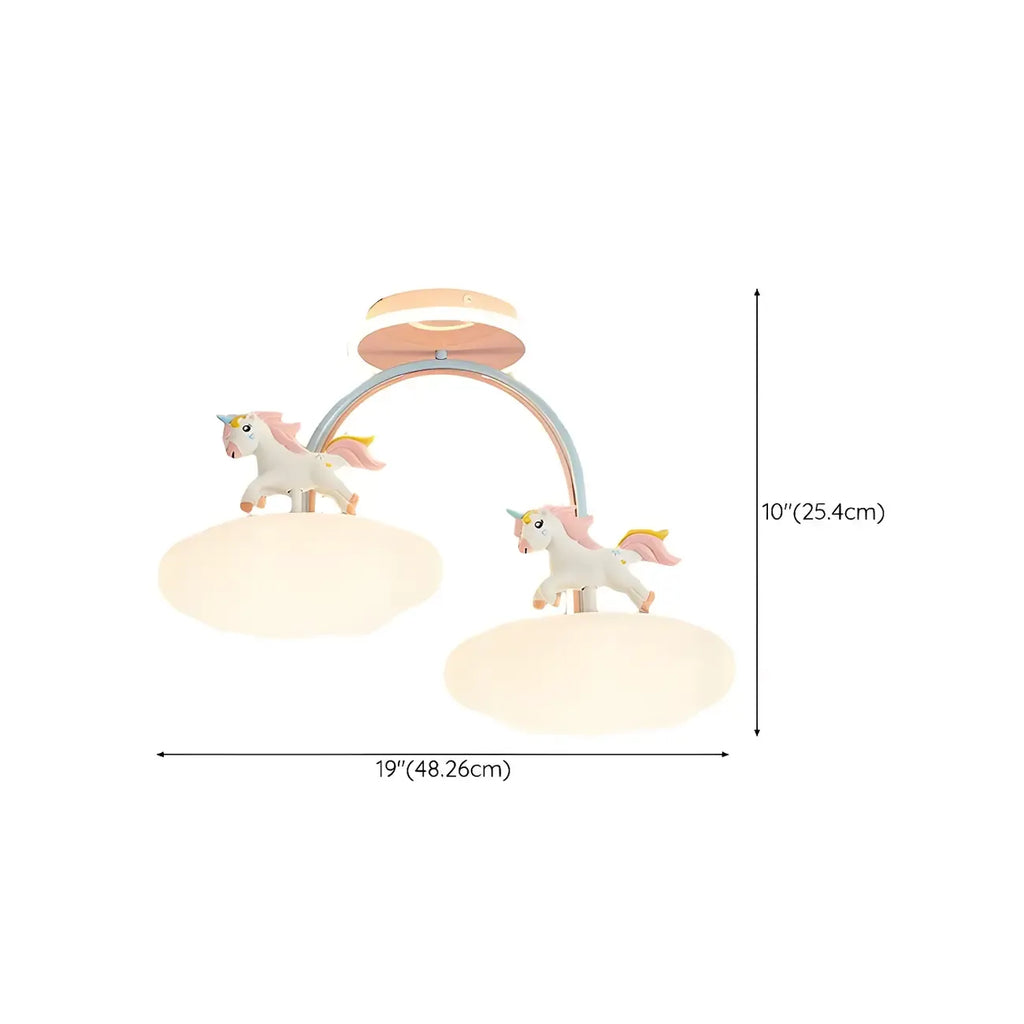 Kids Dimmable Semi-Flush Mount Ceiling Light for Bedroom