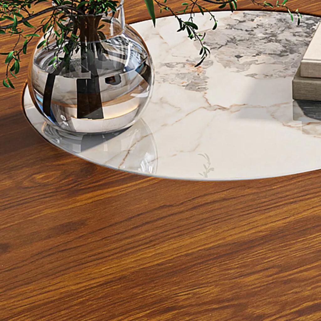 Modern Beiger Free Form Nesting Coffee Table with Drawer