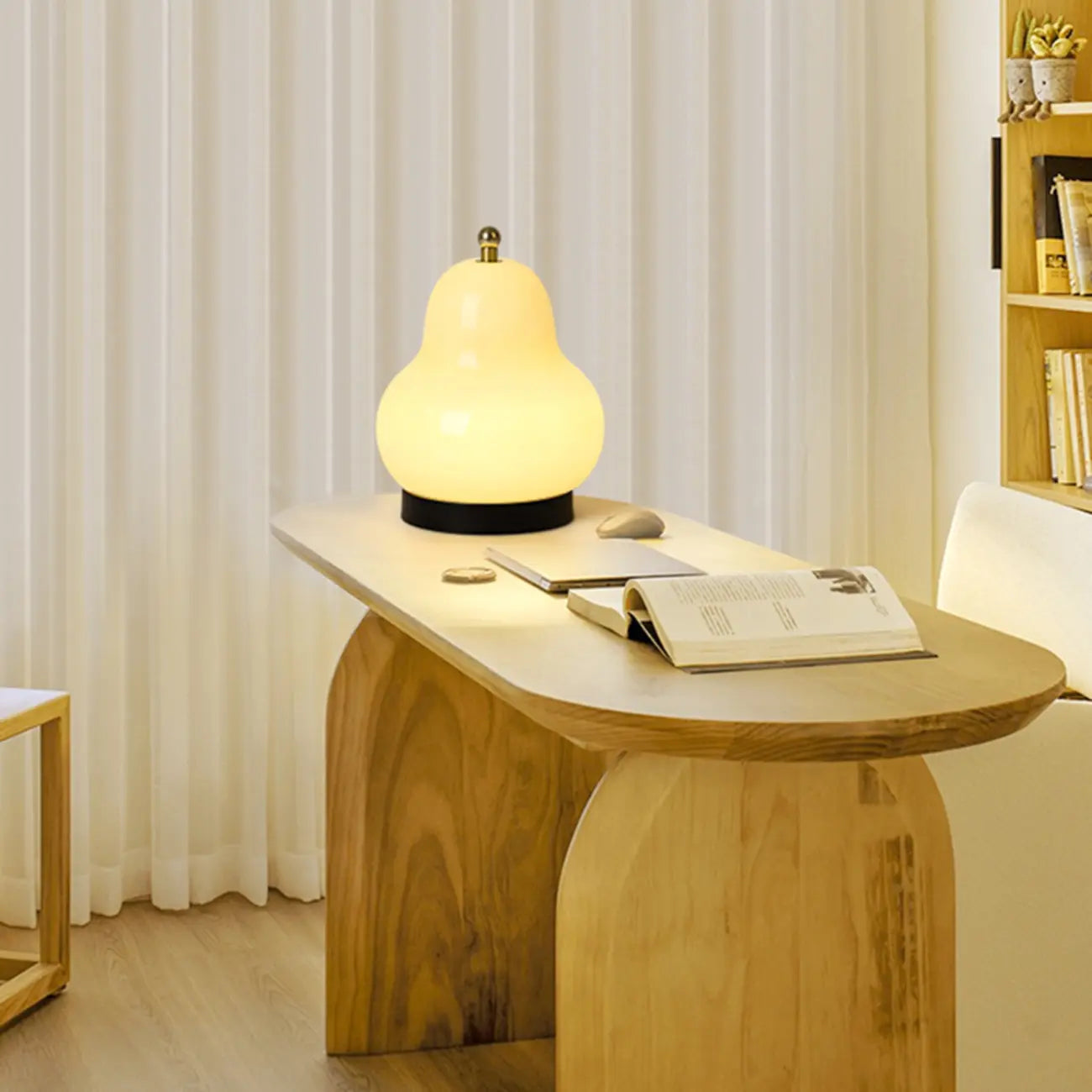 Cute Glass Pear Shape Bedside Lamp Direct Wired Electric