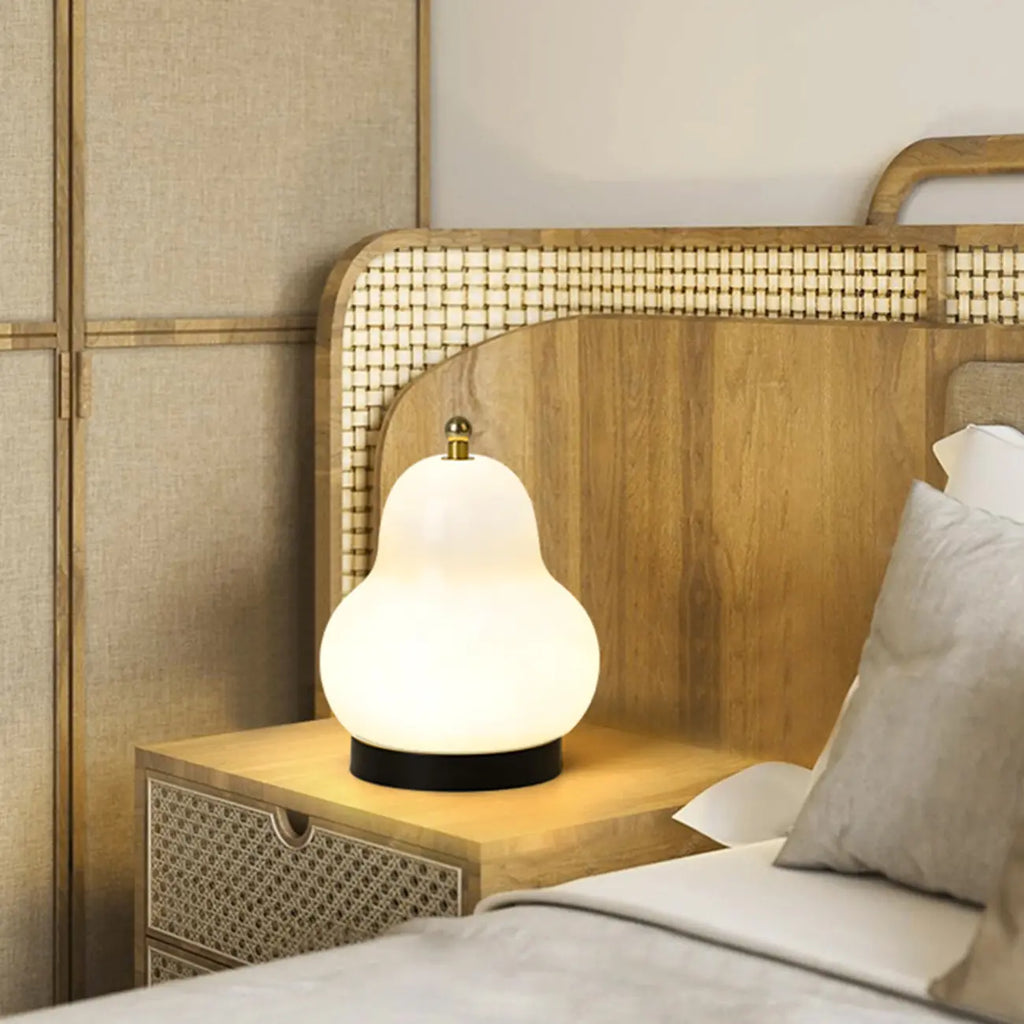 Cute Glass Pear Shape Bedside Lamp Direct Wired Electric