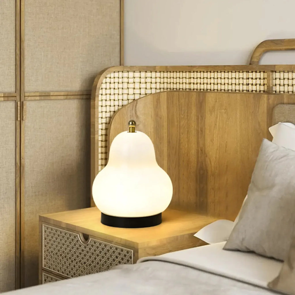 Cute Glass Pear Shape Bedside Lamp Direct Wired Electric