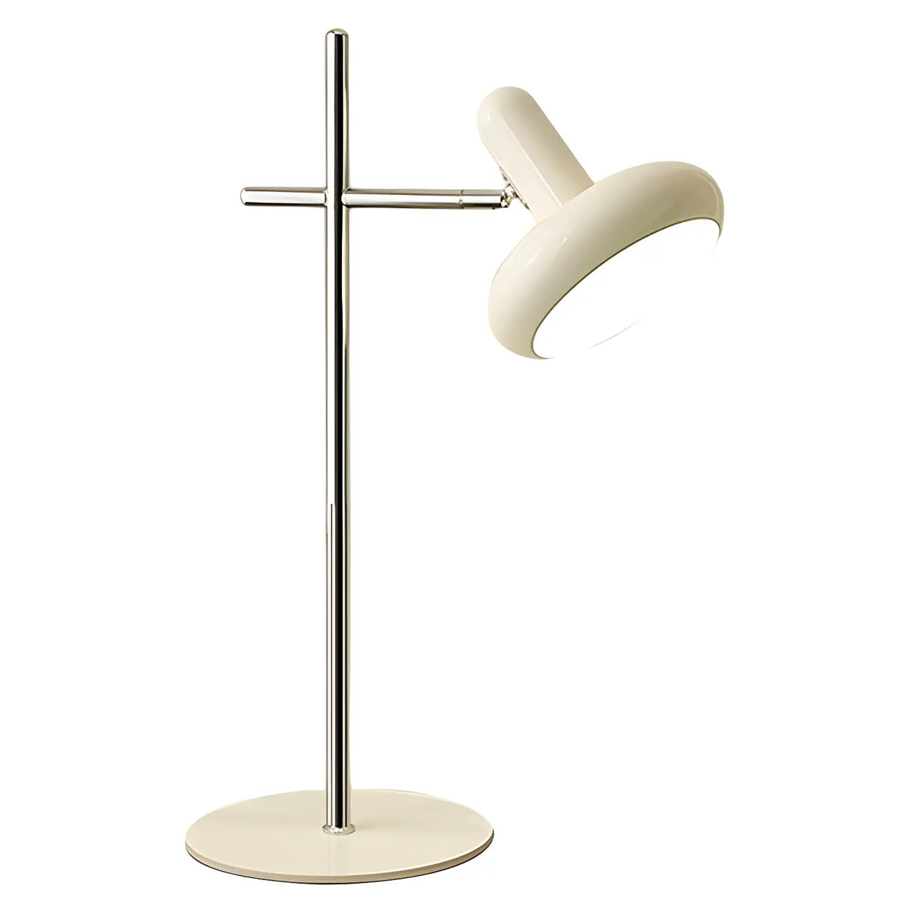 Minimalistic Geometric Off-White Metal Table Lamp for Bedroom