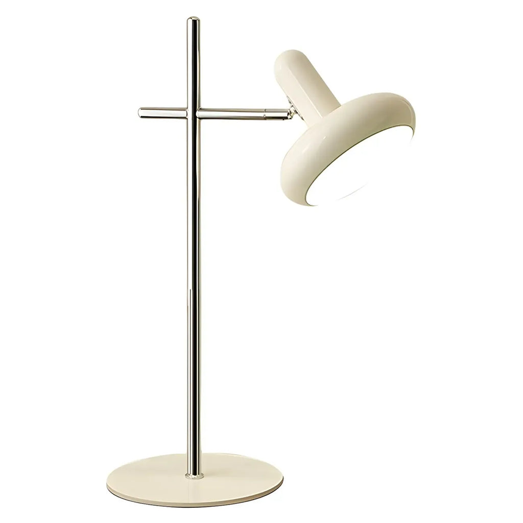 Minimalistic Geometric Off-White Metal Table Lamp for Bedroom