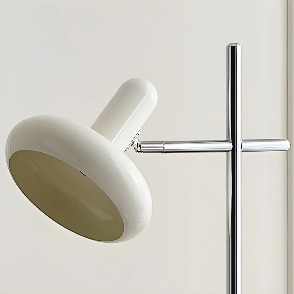 Minimalistic Geometric Off-White Metal Table Lamp for Bedroom